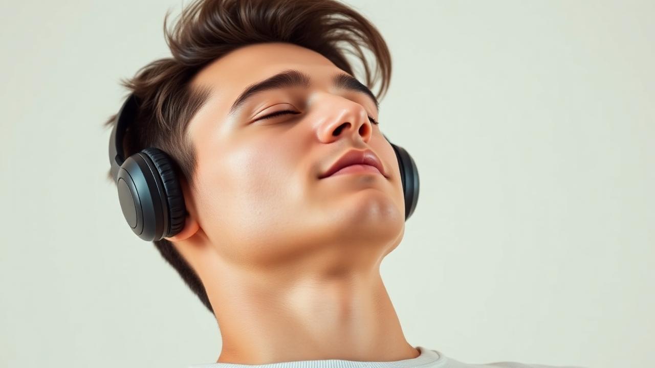 Person enjoying music with premium wireless headphones