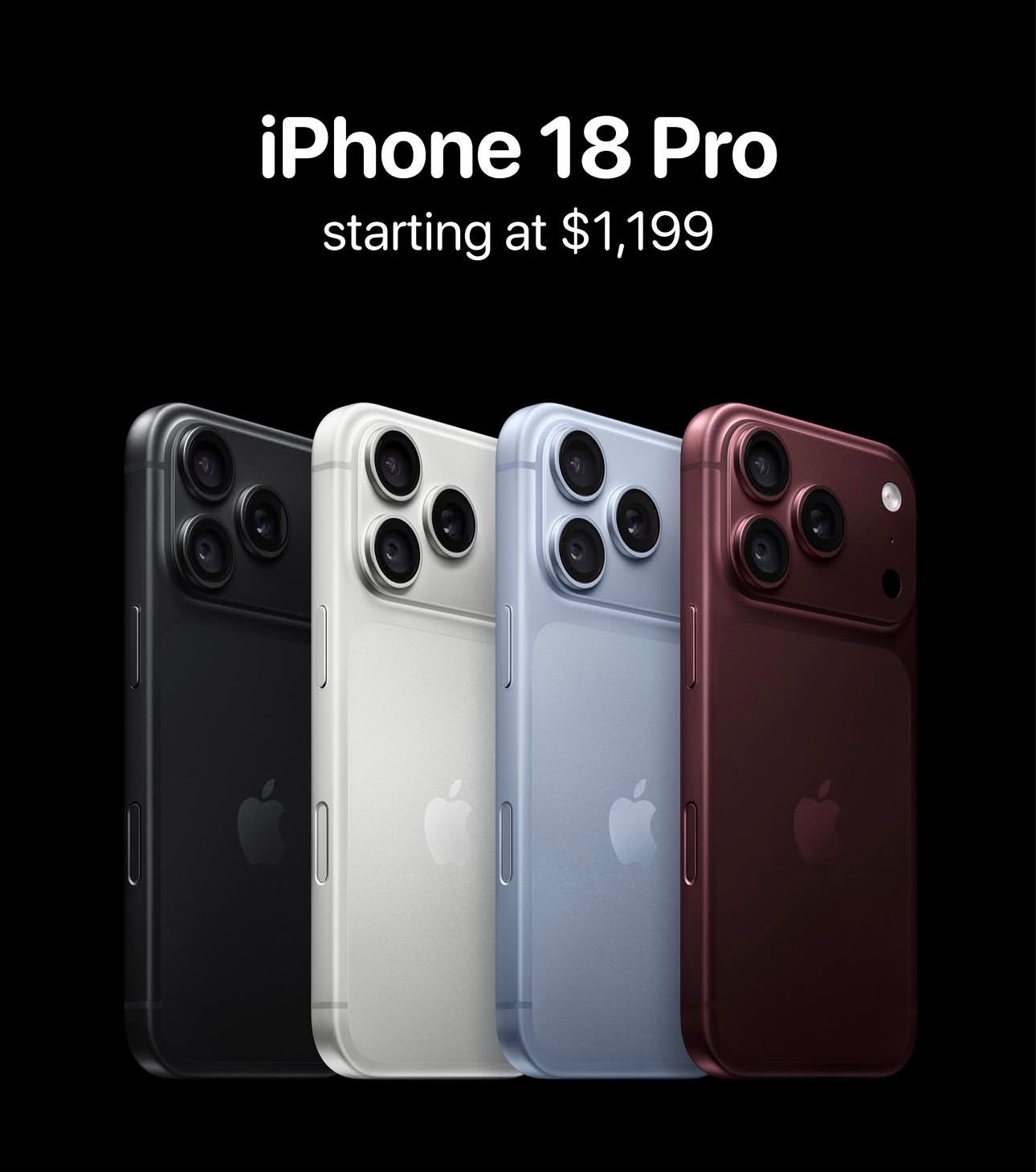iPhone 18 Pro in four colours